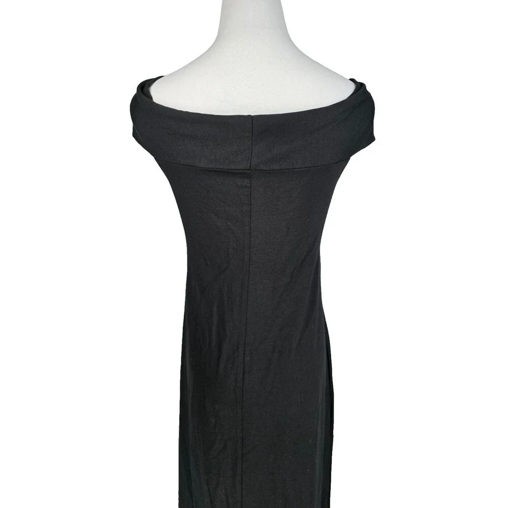 Reformation Anthropologie Midi Dress M Black Casual Comfort Off the Shoulder - Picture 5 of 8